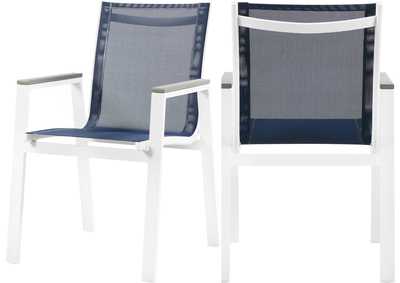 Image for Nizuc Navy Mesh Waterproof Fabric Outdoor Patio Aluminum Mesh Dining Arm Chair