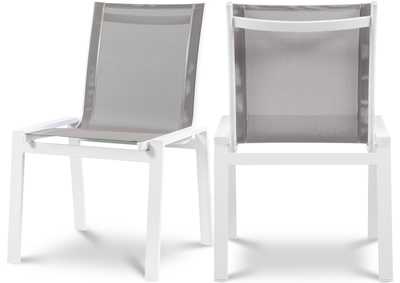 Image for Nizuc Grey Mesh Waterproof Fabric Outdoor Patio Aluminum Mesh Dining Chair (Set of 2)
