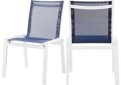 Image for Nizuc Navy Mesh Waterproof Fabric Outdoor Patio Aluminum Mesh Dining Chair