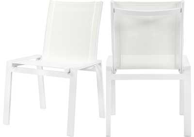Image for Nizuc White Mesh Waterproof Fabric Outdoor Patio Aluminum Mesh Dining Chair