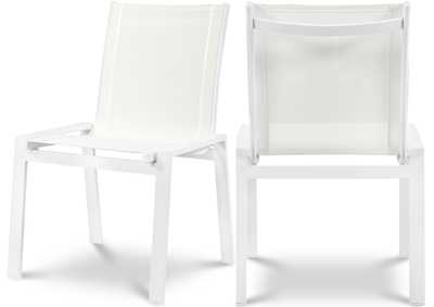 Image for Nizuc White Mesh Waterproof Fabric Outdoor Patio Aluminum Mesh Dining Chair (Set of 2)