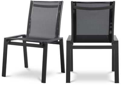 Image for Nizuc Black Mesh Waterproof Fabric Outdoor Patio Aluminum Mesh Dining Chairs [Set of 2]