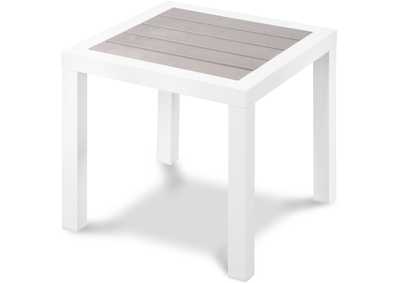 Image for Nizuc Grey Wood Look Accent Paneling Outdoor Patio Aluminum End Table