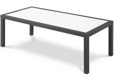 Nizuc White Wood Look Accent Paneling Outdoor Patio Aluminum Coffee Table