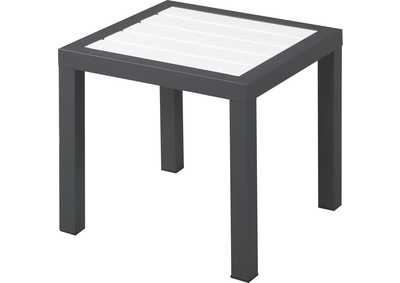 Image for Nizuc White Plastic Wood Accent Paneling Outdoor Patio Aluminum End Table