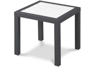 Nizuc White Wood Look Accent Paneling Outdoor Patio Aluminum End Table