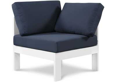 Image for Nizuc Navy Waterproof Fabric Outdoor Patio Aluminum Corner Chair