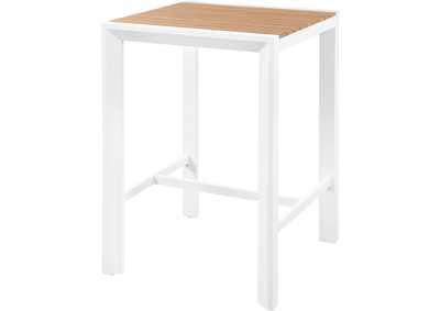 Image for Nizuc Brown Plastic Wood Accent Paneling Outdoor Patio Aluminum Square Bar Table