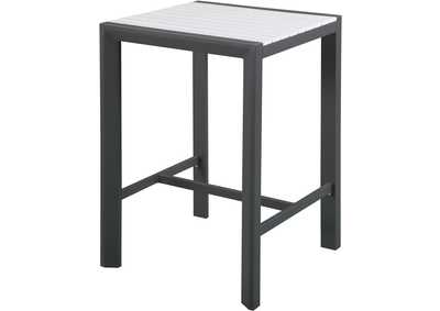 Image for Nizuc White Plastic Wood Accent Paneling Outdoor Patio Aluminum Square Bar Table