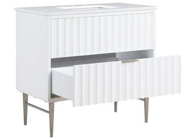 Modernist White Bathroom Vanity,Meridian Furniture
