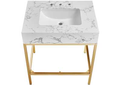 Marmo White Engineered Marble Bathroom Vanity,Meridian Furniture