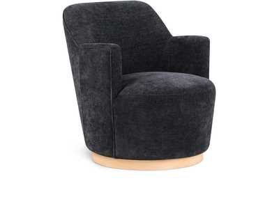 Image for Clarita Black Chenille Fabric Swivel Accent Chair
