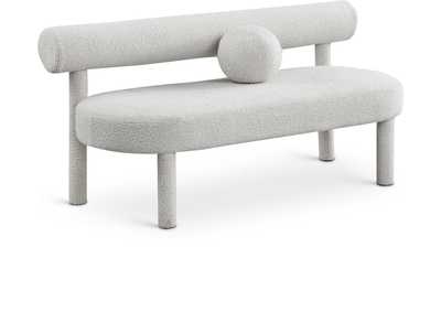 Parlor Cream Boucle Fabric Bench