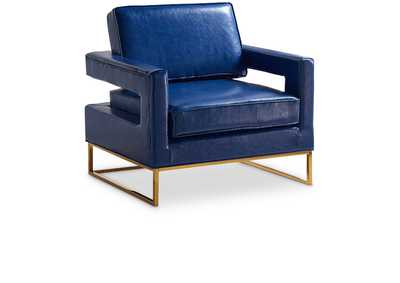 Amelia Navy Faux Leather Accent Chair