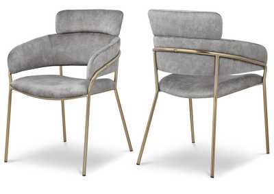 Yara Grey Velvet Dining Chair Set of 2