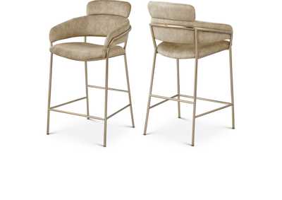 Image for Yara Beige Velvet Counter Stool