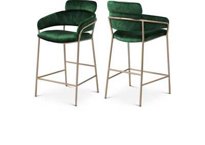 Yara Green Velvet Counter Stool