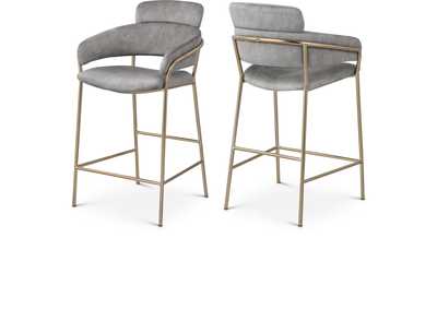 Image for Yara Grey Velvet Counter Stool