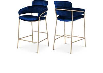 Image for Yara Navy Velvet Counter Stool