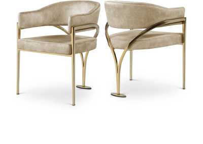 Image for Madelyn Beige Velvet Dining Chair Set of 2