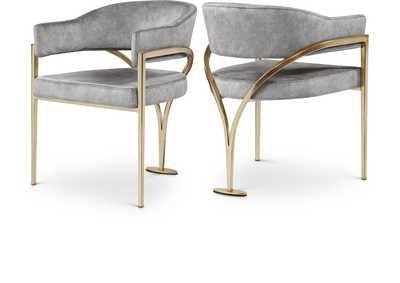 Image for Madelyn Grey Velvet Dining Chair Set of 2