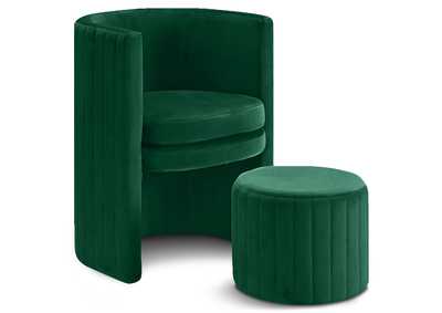 Selena Green Velvet Accent Chair And Ottoman Set