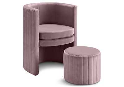 Image for Selena Pink Velvet Accent Chair And Ottoman Set