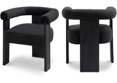 Image for Barrel Black Boucle Fabric Dining Chair