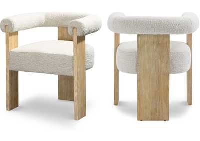 Image for Barrel Cream Boucle Fabric Dining Chair