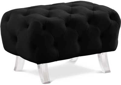 Image for Crescent Black Velvet Ottoman