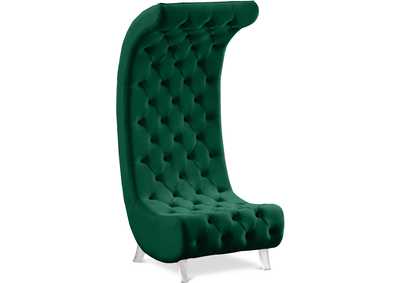 Crescent Green Velvet Accent Chair