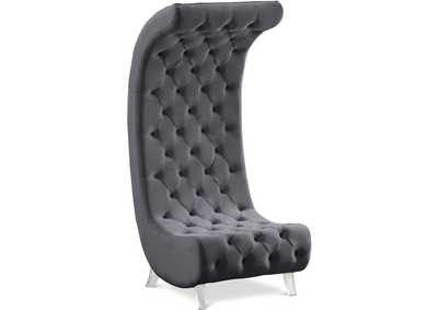 Crescent Grey Velvet Accent Chair