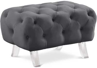 Crescent Grey Velvet Ottoman