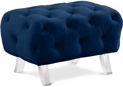 Crescent Navy Velvet Ottoman