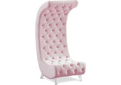 Crescent Pink Velvet Accent Chair