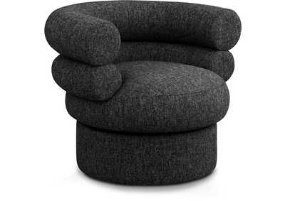 Image for Valentina Black Linen Textured Fabric Accent Swivel Chair