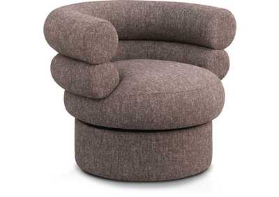 Image for Valentina Brown Linen Textured Fabric Accent Swivel Chair