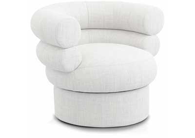 Image for Valentina Cream Linen Textured Fabric Accent Swivel Chair