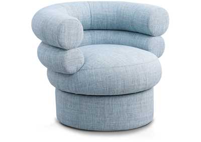 Image for Valentina Light Blue Linen Textured Fabric Accent Swivel Chair