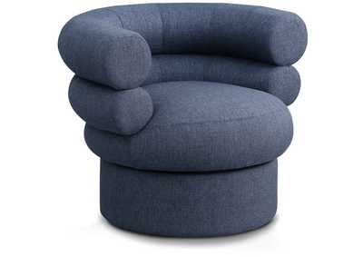 Image for Valentina Dark Navy Linen Textured Fabric Accent Swivel Chair