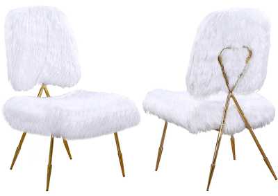 Magnolia White Faux Fur Accent Chair