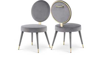 Brandy Grey Velvet Dining Chair Set of 2