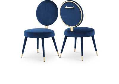 Image for Brandy Navy Velvet Dining Chair Set of 2