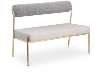 Image for Carly Taupe Faux Leather Bench
