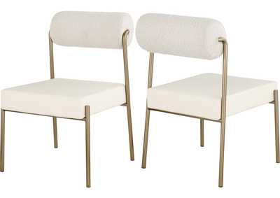 Image for Carly Cream Faux Leather Seat - Boucle Fabric Back Dining Chair Set of 2