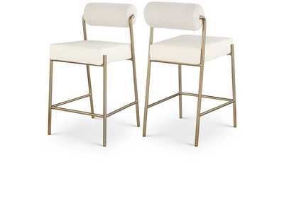 Image for Carly Cream Faux Leather Seat - Boucle Fabric Back Counter Stool