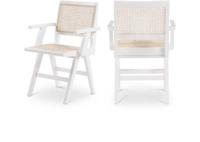 Preston White Wood Dining Arm Chair Set of 2