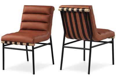 Image for Burke Cognac Faux Leather Dining Chair Set of 2