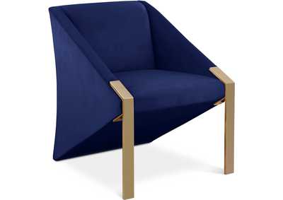 Rivet Navy Velvet Accent Chair