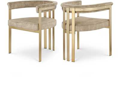 Marcello Beige Velvet Dining Chair Set of 2